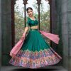Pretty Green Color Pure Chinon Kalamkari Printed Lehenga Choli