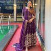 Pretty Purple Georgette Embroidery Sequence Anarkali Suit