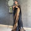 Stylish Black Color Soft Lichi Silk Jacquard All Over Saree