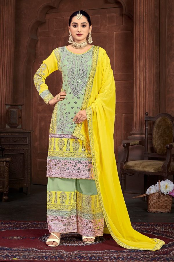 Sublime Blue Color Heavy Georgette Embroidery Salwar Suit