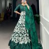 Sublime Green Color Tussar Silk Floral Printed Work Gown