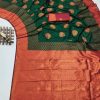 Superb Dark Green Color Soft Silk Copper Zari Design Saree