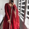 AD 152 Red Color Pure Chinon Silk Embroidery Gown Fancy Full Sleeve Wedding, Party, Festive, Events Etc. Expected Delivery  4-6 Working Days @1799/ | Casual Suits, Jump Suits, Creative suits, Designer Suits, Palazzo Suits, Party Wear Suits, Patiala Suits, Salwar suit, Straight Suits
