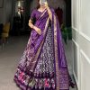 Aglow Purple Color Tussar Silk Ikkat Print Foil Work Lehenga Choli