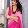 Attractive In Rose Pink Color Faux Peding Georgette Party Wear Saree