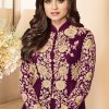 Comfortable Purple Color Heavy Fox Georgette Embroidery Sequence Anarkali Suit