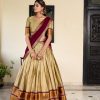Graceful Chiku Cotton Silk Weaving Paithani Concept Lehenga Choli