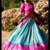 Peaceful See Blue Color Kanchipuram Zari Weaving Lehenga Choli