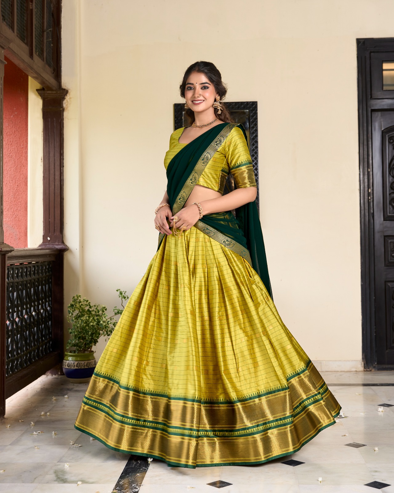 LNB 2050 Parrot Green Color Graceful Cotton Silk Weaving Paithani Concept Lehenga Choli Wedding, Festive, Events Expected Delivery 4-6 Working Days@2049/- | Creative Lehenga, Bollywood Lehenga, Designer Lehenga, Embroidered Lehenga, Lehenga, Party Wear Lehenga