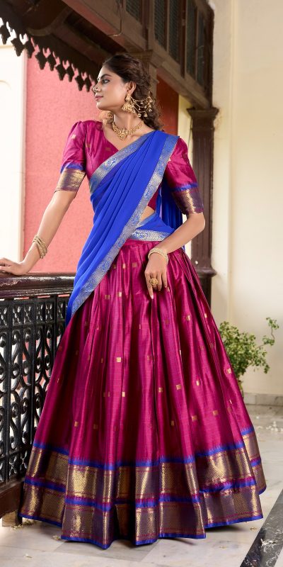 LNB 2050 Pink Graceful Pink Color Cotton Silk Weaving Paithani Concept Lehenga Choli Wedding, Festive, Events Expected Delivery 4-6 Working Days@2049/- Only | Creative Lehenga, Bollywood Lehenga, Designer Lehenga, Embroidered Lehenga, Lehenga, Party Wear Lehenga