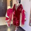 RTC 5630 Red Color Softy Viscos Velvet Thread Rivet Moti Salwar Suit Casual, Wedding, Party, Festive, Events. Expected Delivery 4-6 Working Days @2099/- | Bollywood Kurti, Creative Kurtis, Designer Kurti, Kurti, Party Wear Kurti, Selfie Kurti