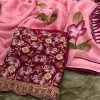 Dazzling Pink Color Georgette Embroidery Sequence Saree