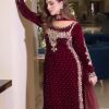 Fancy Marron Violet Color Heavy Embroidery Sequence Straight Suit