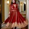 Pretty Red Color Georgette Embroidery Sequence Gown