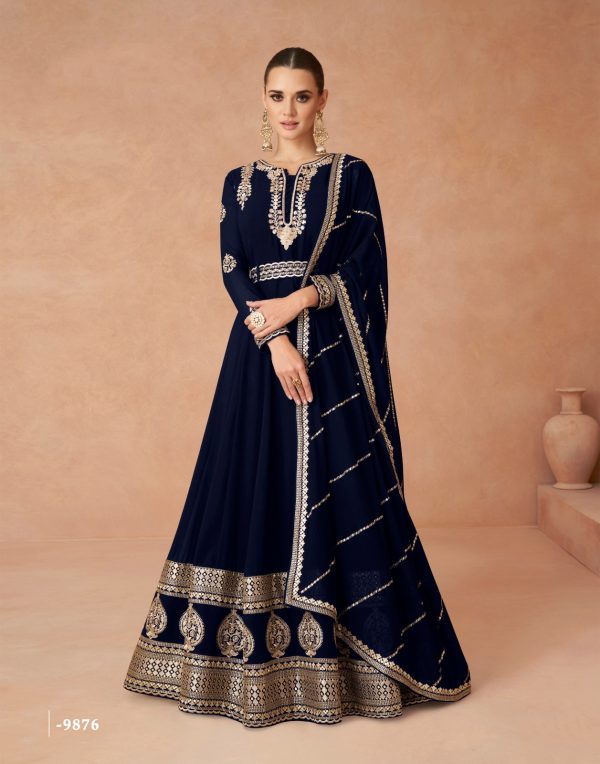 Amazing Black Color Faux Georgette With Embroidery Work Anarkali Gown
