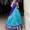 Amazing Blue Color Zari Chex With Zari Weaving Work Lehenga Choli