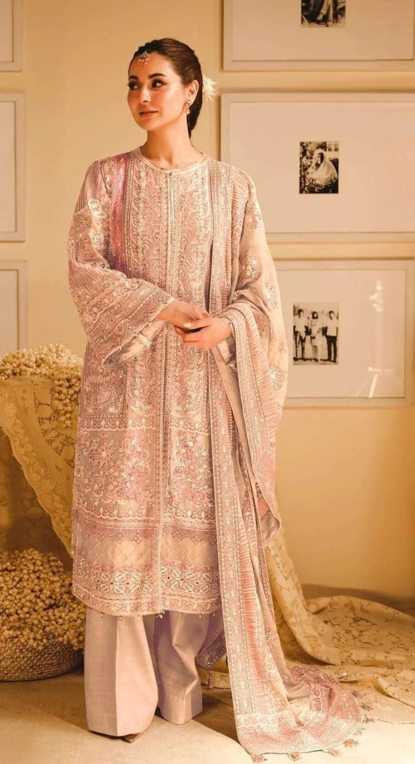 Amazing Creamy Color Fox Georgette With Embroidery Sequence With Moti Salwar Suit