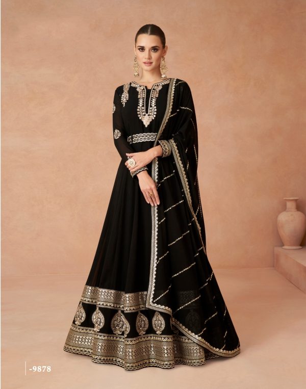 Amazing Dark Brown Color Faux Georgette With Embroidery Work Anarkali Gown