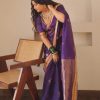 Amazing Violet Color Soft Lichi Silk Jacquard Work On All Over Saree