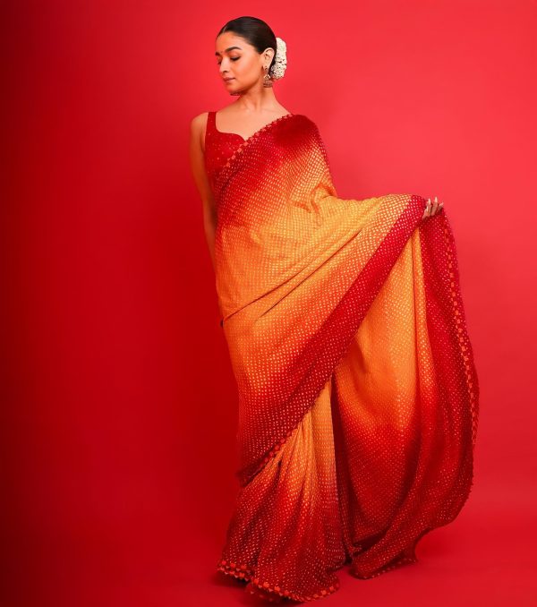 Beautiful Red Color Satin Creap Silk Heavy Satin Zari Saree