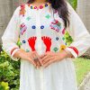 Milky White Color Cotton Flex and Rayo Embroidery Work Kurti