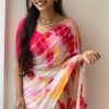 Classic Pink Color Viscose Georgette Shibori Hand Dyeing Jari Work  Saree