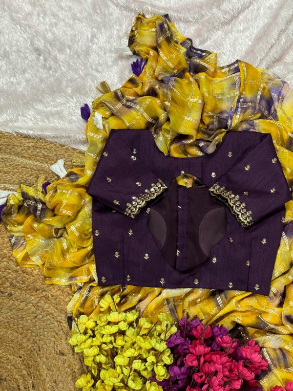 Classic Yellow Color Viscose Georgette Shibori Hand Dyeing Jari Work  Saree
