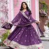 Exotic Purple Color Faux Georgette With Embroidery Sequence Work Anarkali Gown