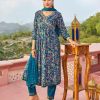 Fantastic Blue Color Rayon Alia Cut With Embroidery Work Kurti