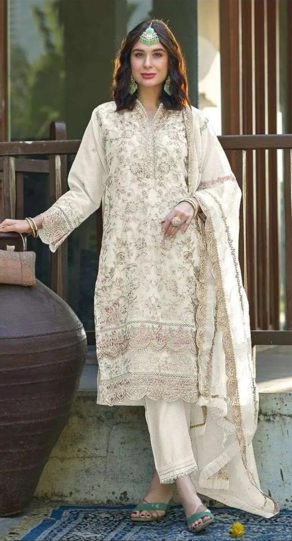 Fantastic White Color Organza With Embroidery Sequence Work Salwar Suit