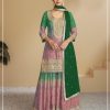 Glowing Green Color Chinon Digital Print With Mat Sequence Sharara Suit