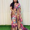 Perfect Purple Color Jacquard Dola Silk With Kalamkari Print Saree