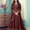 Special Maroon Color Georgette Codding Sequence Embroidery Work Anarkali Gown
