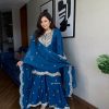 Superb Blue Color Pure Chinnon Silk With Embroidery Coding Dori-Sequence Salwar Suit