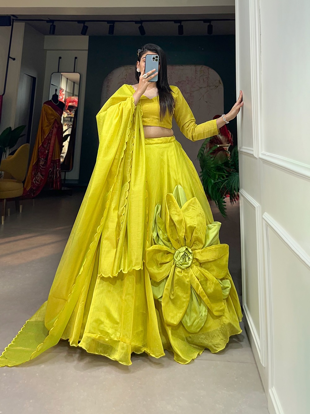 LNB 1650 Parrot Green Color Raj wadi Chanderi Silk Hand Made Flower Lehenga Choli Wedding, Party, Festive, Events Etc. Delivery 4-6 Working Days Rs 1999 | Creative Lehenga, Bollywood Lehenga, Designer Lehenga, Embroidered Lehenga, Lehenga, Party Wear Lehenga