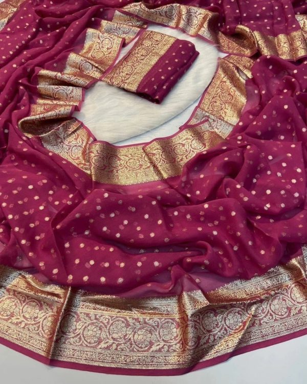 Amazing Maroon Color Viscose Georgette With Running Blouse Saree