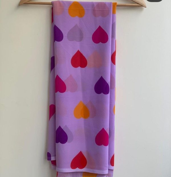 Amazing Purple Color Soft Georgette Silk Digital Print Heart Design Ready To Wear Saree