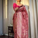 Attractive Peach Color Soft Lichi Silk Kubera Pattu On All Over Saree