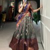 Beautiful Navy Blue Color Silk Jacquard Zari Weaving Work Lehenga Choli