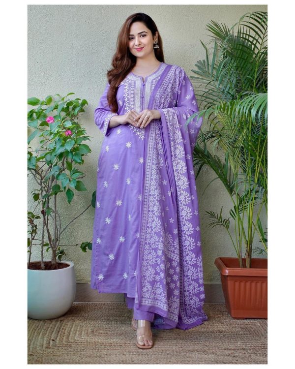 Fantastic Purple Color rayon cotton With Embroidery Work Salwar Suit