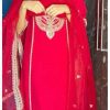 Fantastic Red Color Chinnon Cording Sequences Embroidery Work Salwar Suit