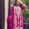 Glowing Pink Color Fox Georgette With Sequence Embroidery Work  Pari Lace Salwar Suit