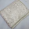 Glowing White Color Georgette Dual Sequins 3MM & 5MM Embroidery Sequins Work Saree
