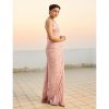 Pretty Light Pink Color Faux Georgette With 5mm & 3mm Khichdi Sequence Embroidery Work Saree
