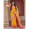 Pretty Yellow Color Soft Lichi Silk Jacquard Work On All Over Saree