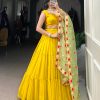 Resplendent Yellow Color Georgette Plain Lehenga Choli