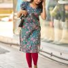 Superb Blue Color Simmer Silk Office Wear Printed Kurti