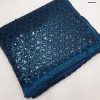 Glowing Dark Blue Color Georgette Dual Sequins 3MM & 5MM Embroidery Sequins Work Saree