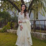 Wonderful Cream Color fox Georgette Embroidery Sequence Anarkali Gown