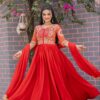 Ram 088 Red Color chinon bandhrej Heavy 3mm Sequence Embroidery Work Anarkali Gown Wedding Party, Festive, Events Etc.4-6 Working Days@2049/- only | Bollywood Gowns, Creative Gowns, Designer Gowns, Embroidered Gowns, Gowns, Party Wear Gowns, Straight Suits